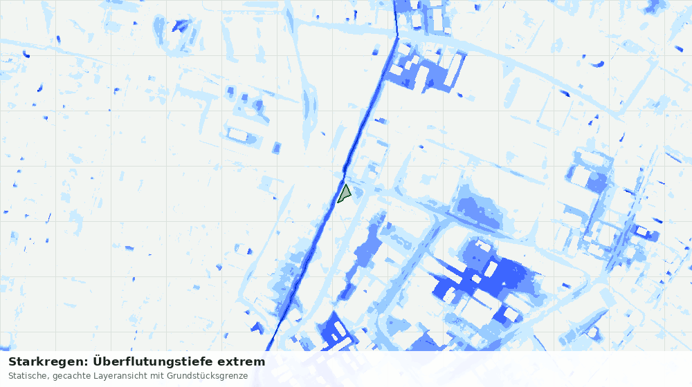 Statische Kartenansicht: Starkregen: Überflutungstiefe extrem