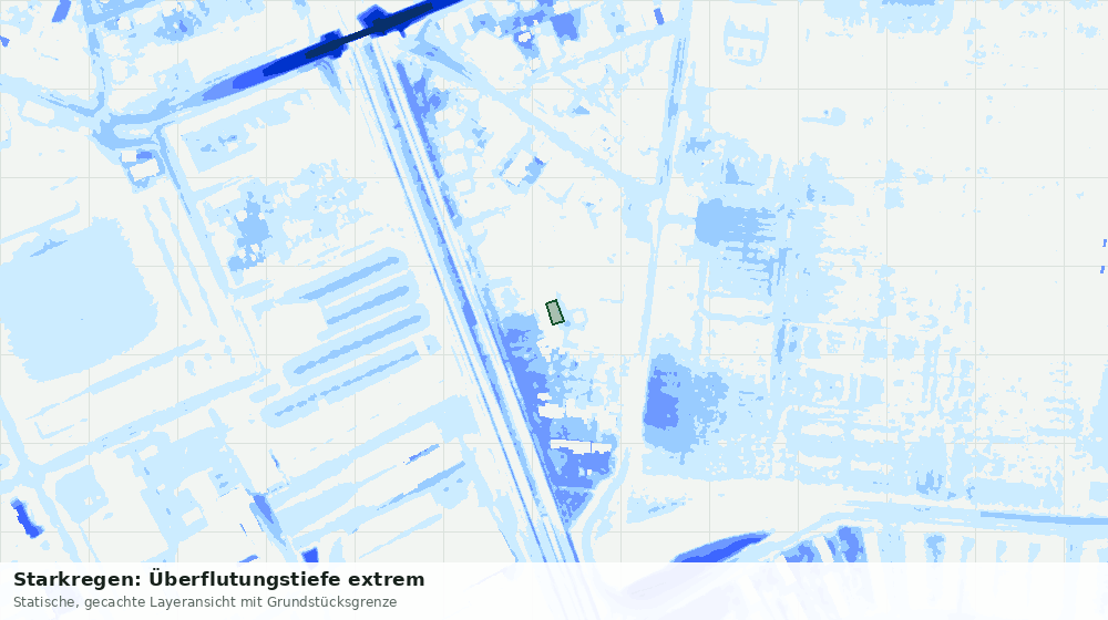 Statische Kartenansicht: Starkregen: Überflutungstiefe extrem