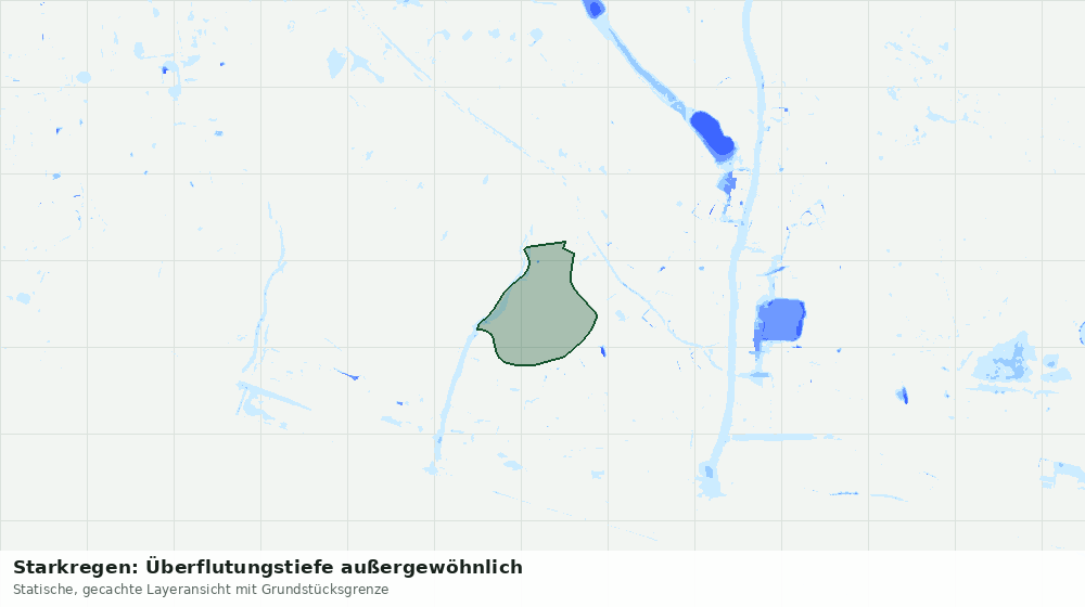 Statische Kartenansicht: Starkregen: Überflutungstiefe außergewöhnlich