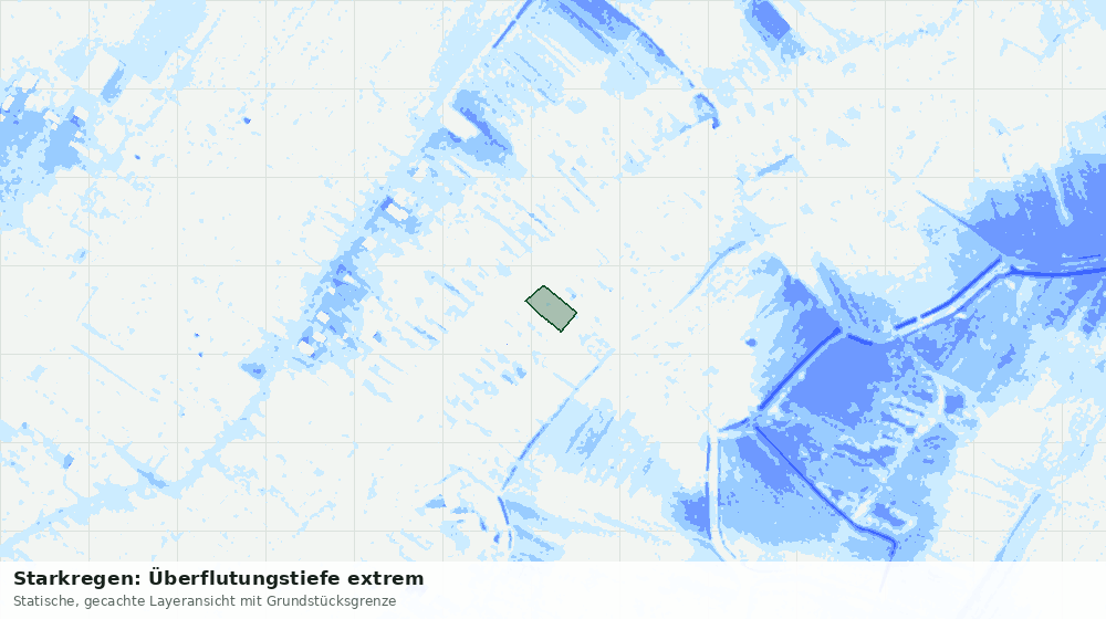Statische Kartenansicht: Starkregen: Überflutungstiefe extrem