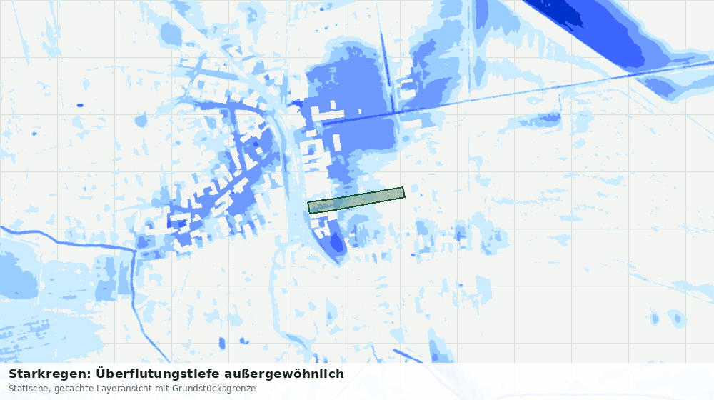 Statische Kartenansicht: Starkregen: Überflutungstiefe außergewöhnlich