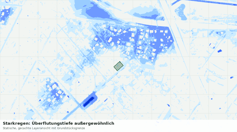 Statische Kartenansicht: Starkregen: Überflutungstiefe außergewöhnlich