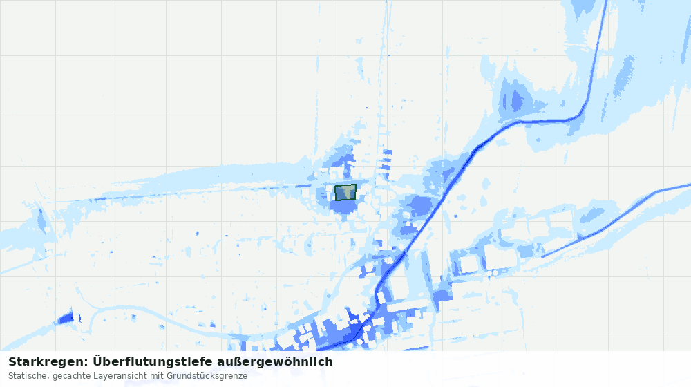 Statische Kartenansicht: Starkregen: Überflutungstiefe außergewöhnlich