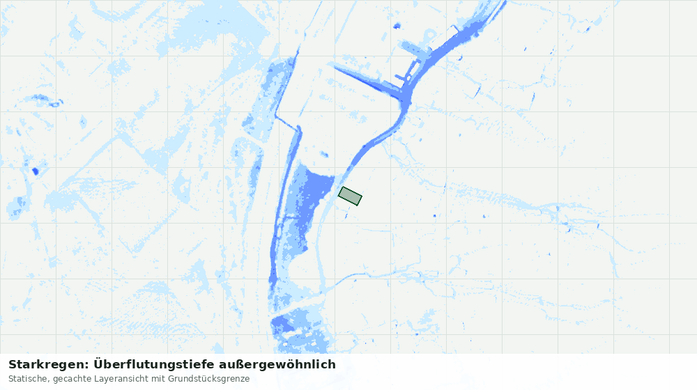 Statische Kartenansicht: Starkregen: Überflutungstiefe außergewöhnlich