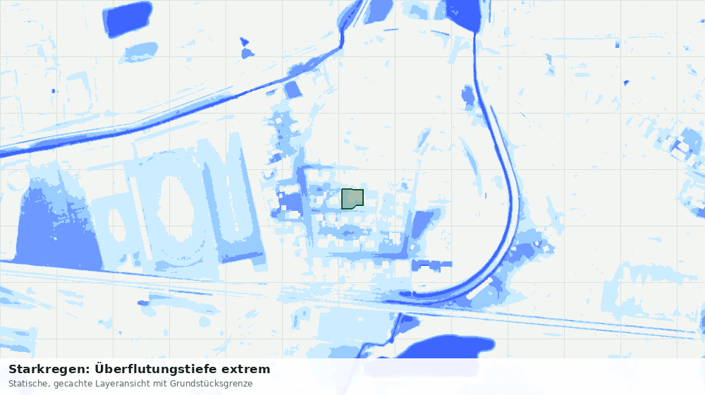 Statische Kartenansicht: Starkregen: Überflutungstiefe extrem