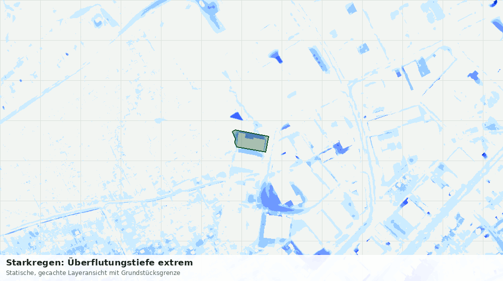 Statische Kartenansicht: Starkregen: Überflutungstiefe extrem