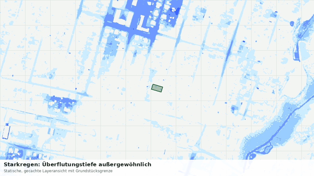 Statische Kartenansicht: Starkregen: Überflutungstiefe außergewöhnlich
