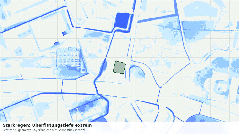 Statische Kartenansicht: Starkregen: Überflutungstiefe extrem