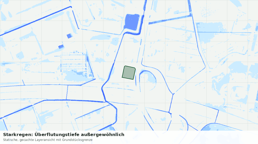 Statische Kartenansicht: Starkregen: Überflutungstiefe außergewöhnlich