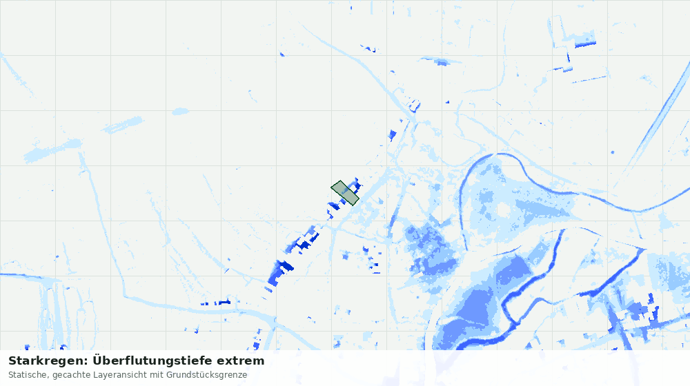 Statische Kartenansicht: Starkregen: Überflutungstiefe extrem
