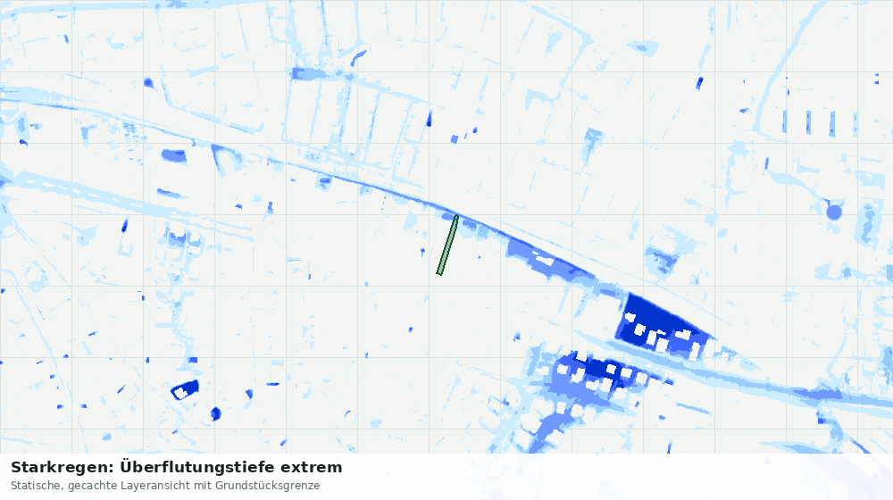 Statische Kartenansicht: Starkregen: Überflutungstiefe extrem