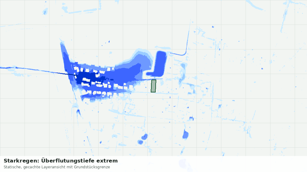 Statische Kartenansicht: Starkregen: Überflutungstiefe extrem