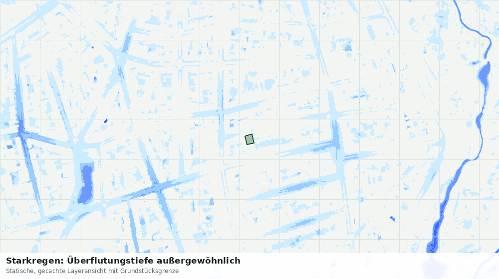 Statische Kartenansicht: Starkregen: Überflutungstiefe außergewöhnlich
