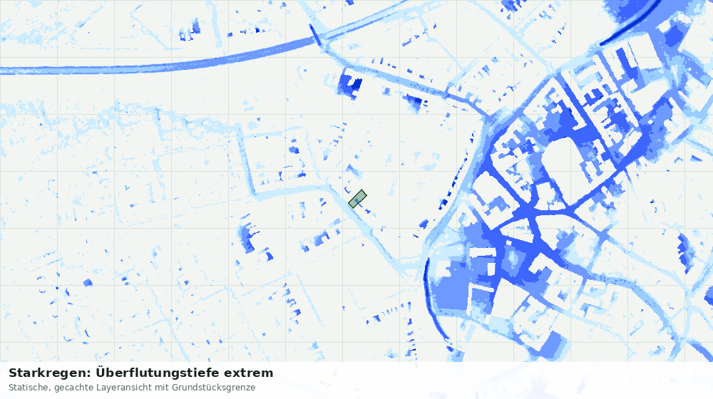 Statische Kartenansicht: Starkregen: Überflutungstiefe extrem
