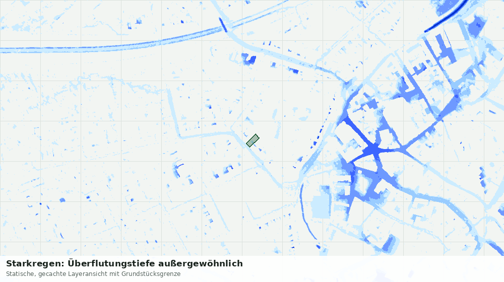 Statische Kartenansicht: Starkregen: Überflutungstiefe außergewöhnlich
