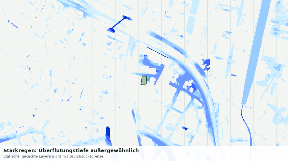 Statische Kartenansicht: Starkregen: Überflutungstiefe außergewöhnlich