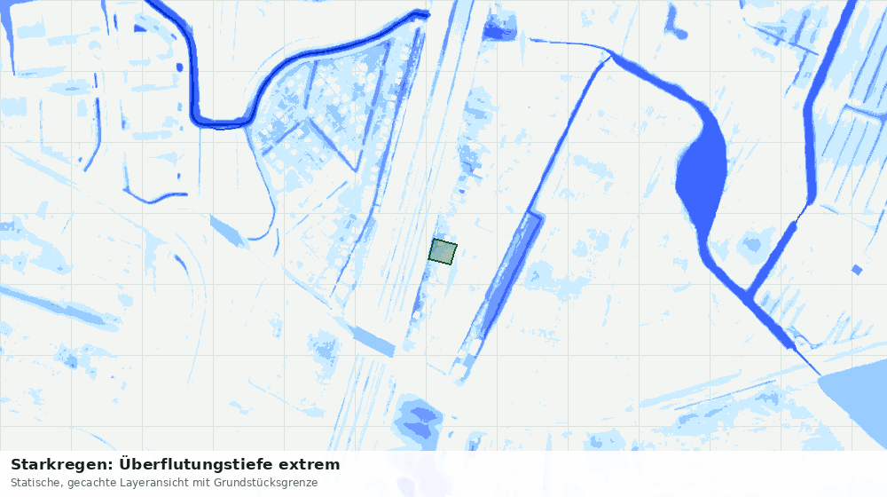 Statische Kartenansicht: Starkregen: Überflutungstiefe extrem