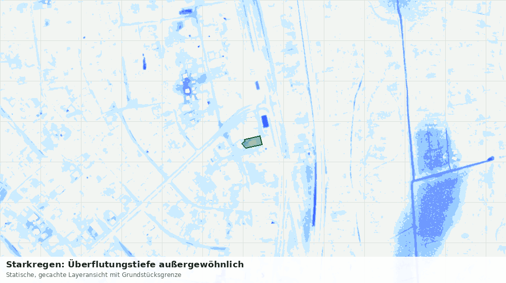 Statische Kartenansicht: Starkregen: Überflutungstiefe außergewöhnlich