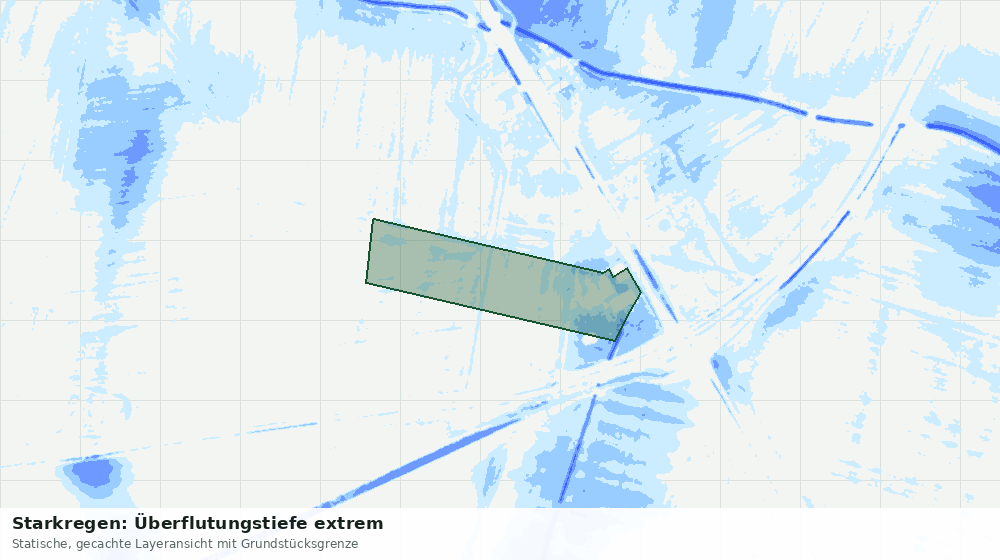 Statische Kartenansicht: Starkregen: Überflutungstiefe extrem
