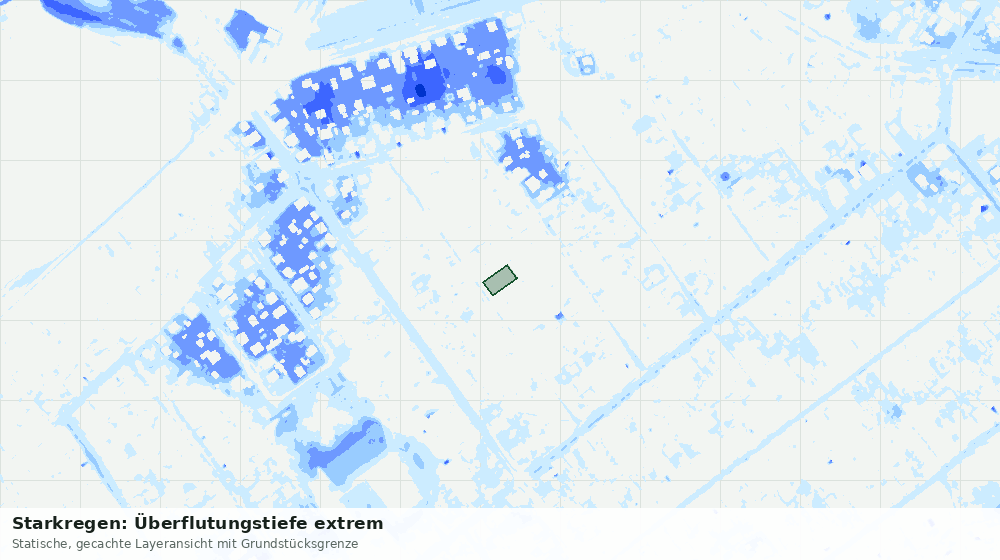 Statische Kartenansicht: Starkregen: Überflutungstiefe extrem