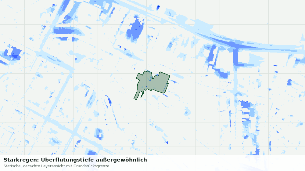 Statische Kartenansicht: Starkregen: Überflutungstiefe außergewöhnlich