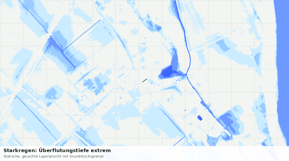 Statische Kartenansicht: Starkregen: Überflutungstiefe extrem