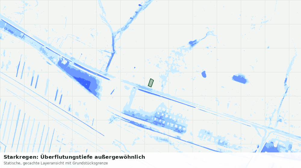 Statische Kartenansicht: Starkregen: Überflutungstiefe außergewöhnlich