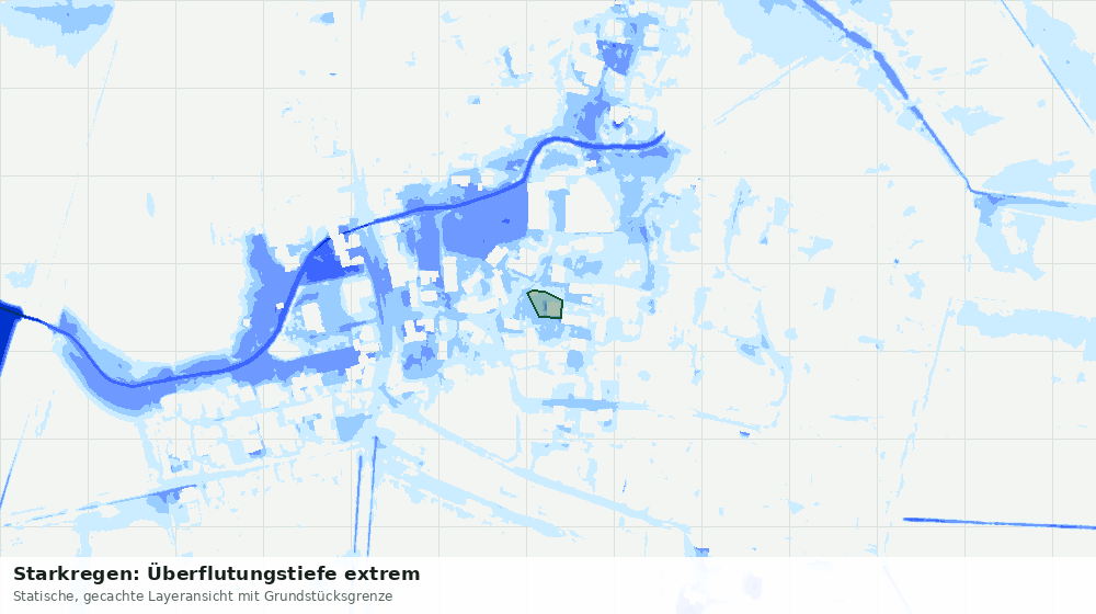 Statische Kartenansicht: Starkregen: Überflutungstiefe extrem