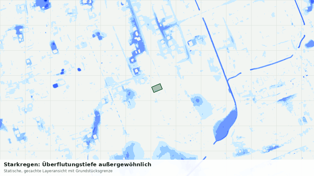 Statische Kartenansicht: Starkregen: Überflutungstiefe außergewöhnlich