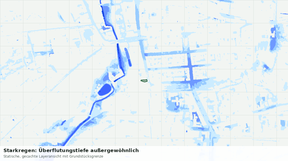 Statische Kartenansicht: Starkregen: Überflutungstiefe außergewöhnlich