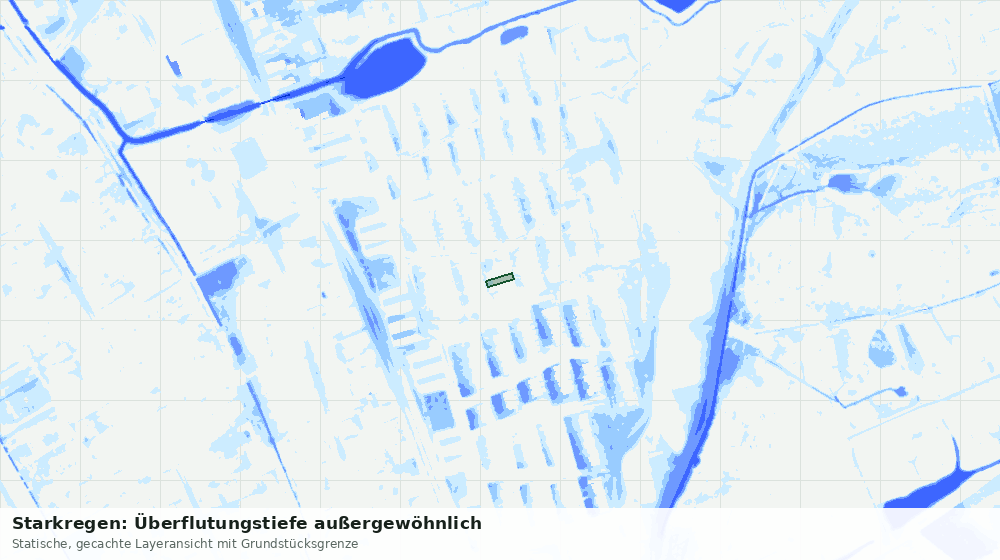Statische Kartenansicht: Starkregen: Überflutungstiefe außergewöhnlich