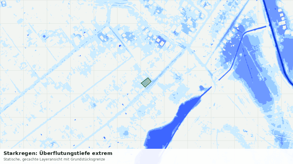 Statische Kartenansicht: Starkregen: Überflutungstiefe extrem