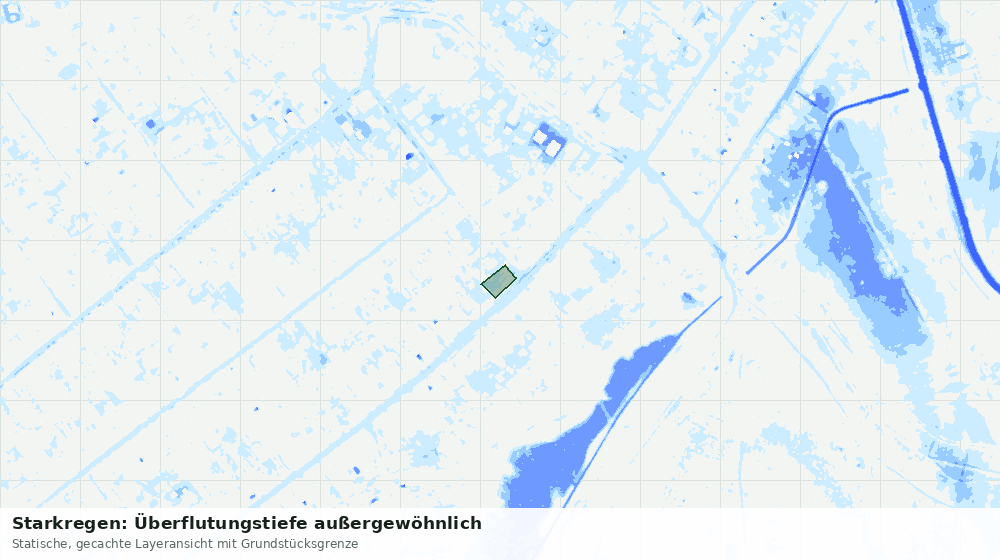 Statische Kartenansicht: Starkregen: Überflutungstiefe außergewöhnlich
