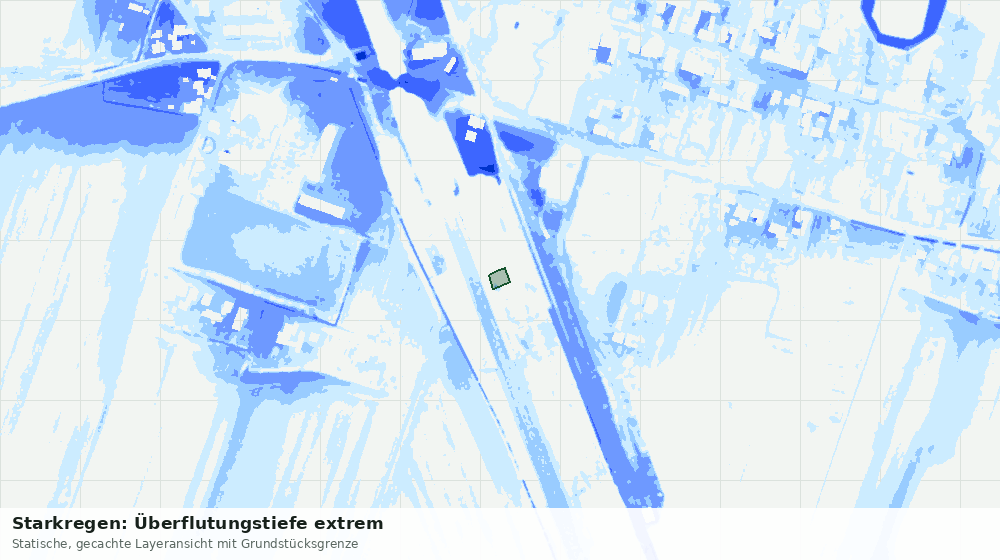 Statische Kartenansicht: Starkregen: Überflutungstiefe extrem