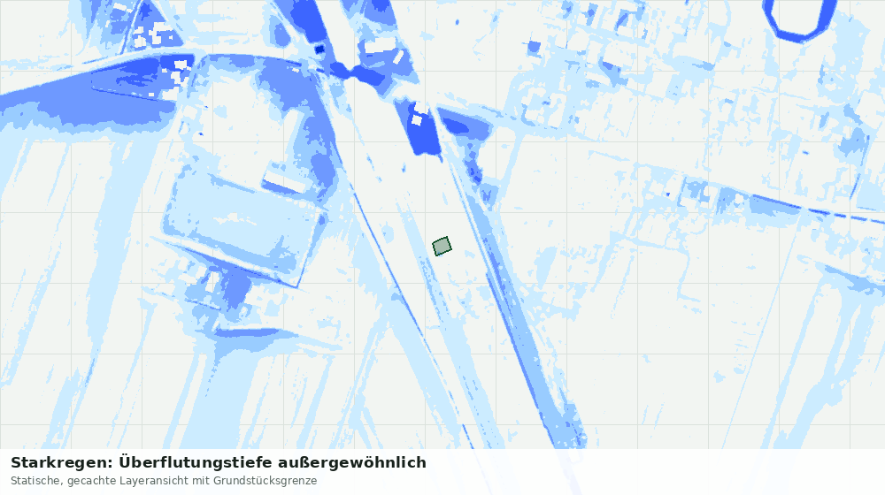 Statische Kartenansicht: Starkregen: Überflutungstiefe außergewöhnlich