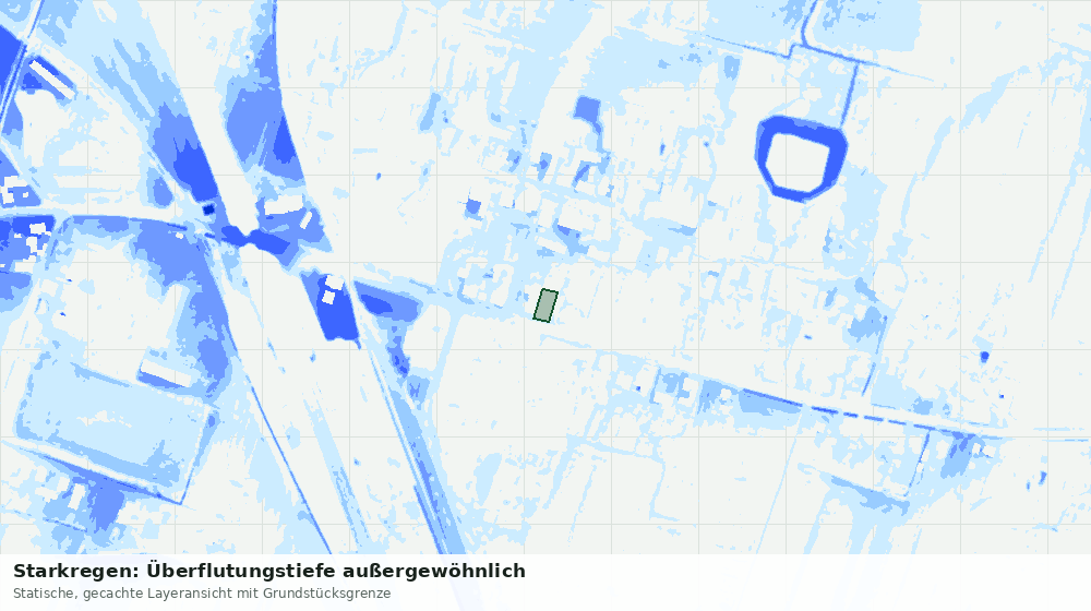 Statische Kartenansicht: Starkregen: Überflutungstiefe außergewöhnlich