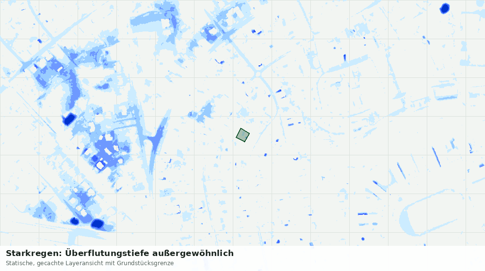 Statische Kartenansicht: Starkregen: Überflutungstiefe außergewöhnlich