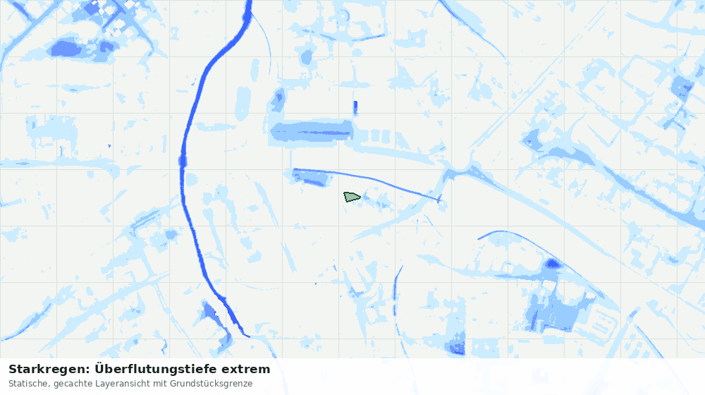 Statische Kartenansicht: Starkregen: Überflutungstiefe extrem