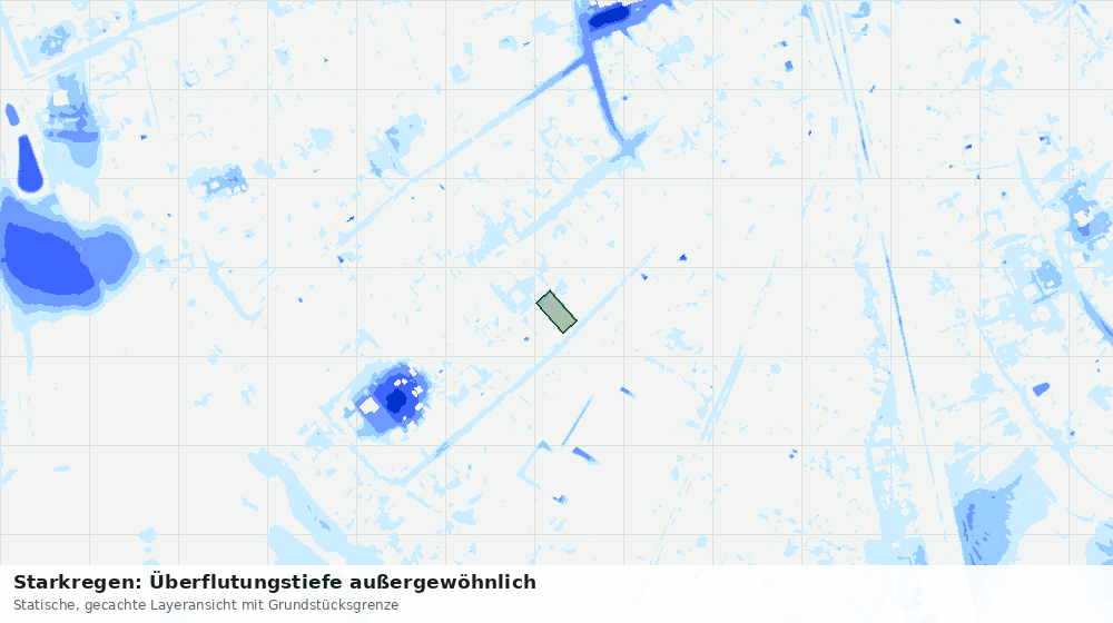 Statische Kartenansicht: Starkregen: Überflutungstiefe außergewöhnlich