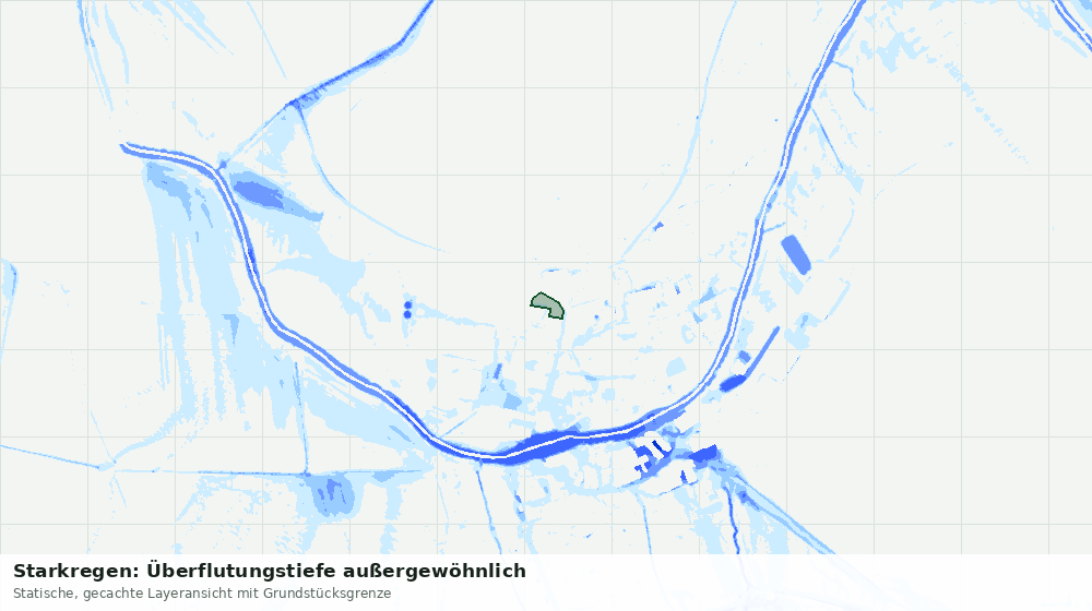 Statische Kartenansicht: Starkregen: Überflutungstiefe außergewöhnlich