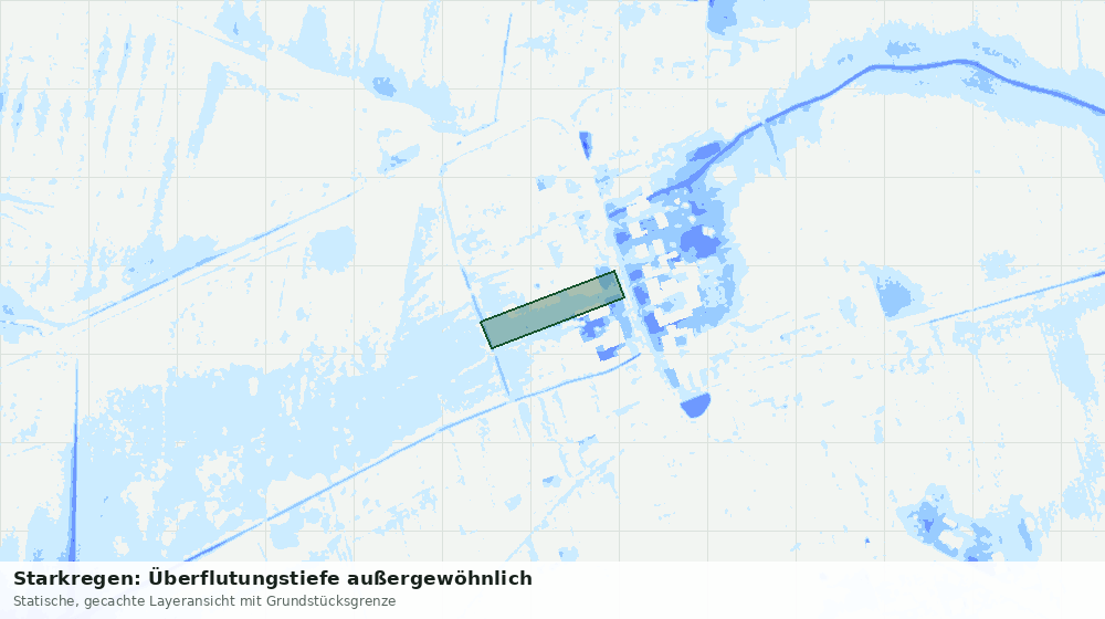 Statische Kartenansicht: Starkregen: Überflutungstiefe außergewöhnlich