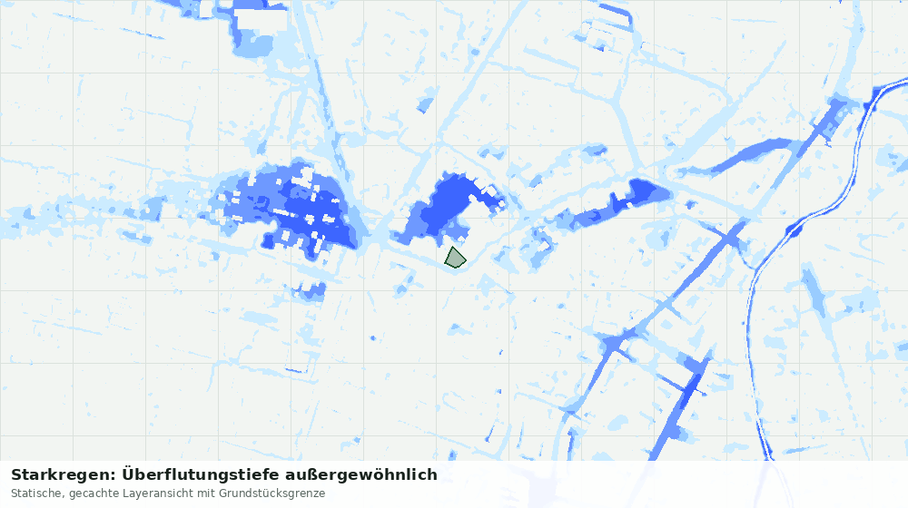 Statische Kartenansicht: Starkregen: Überflutungstiefe außergewöhnlich
