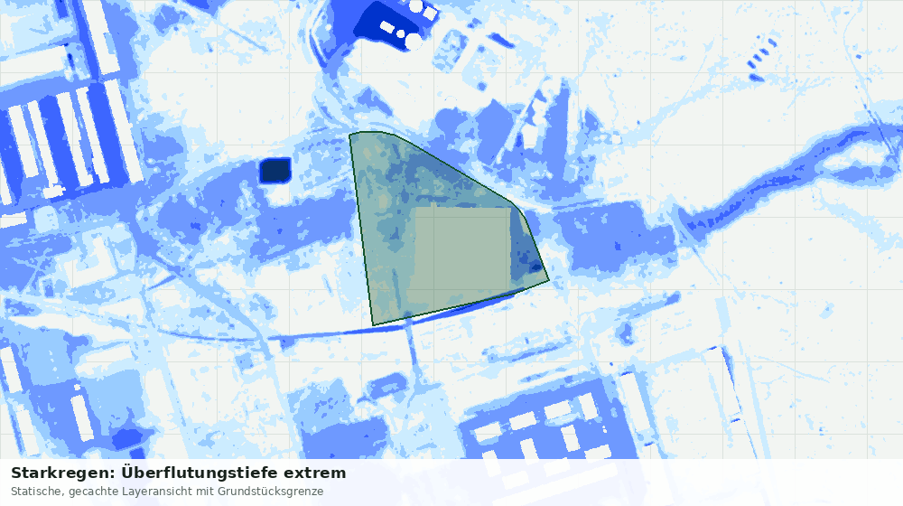 Statische Kartenansicht: Starkregen: Überflutungstiefe extrem