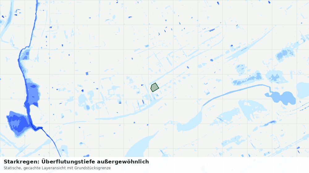 Statische Kartenansicht: Starkregen: Überflutungstiefe außergewöhnlich