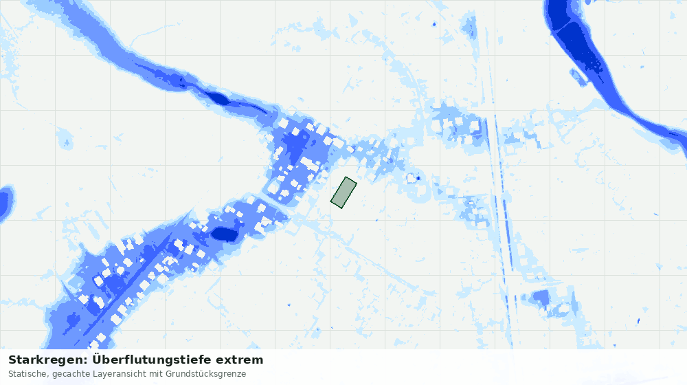 Statische Kartenansicht: Starkregen: Überflutungstiefe extrem