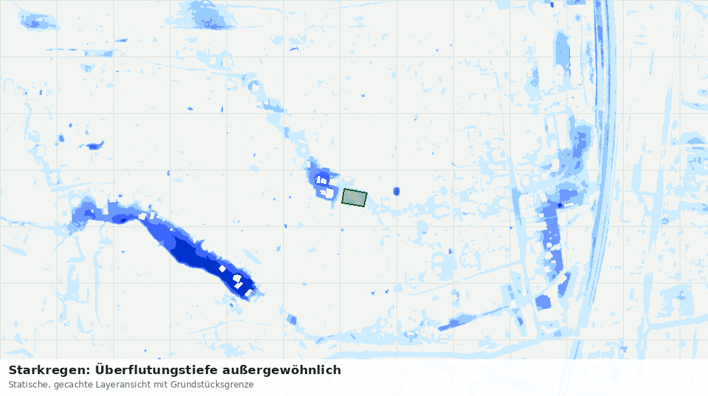 Statische Kartenansicht: Starkregen: Überflutungstiefe außergewöhnlich