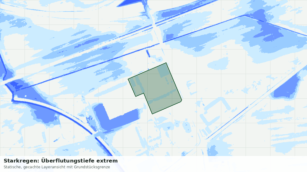 Statische Kartenansicht: Starkregen: Überflutungstiefe extrem