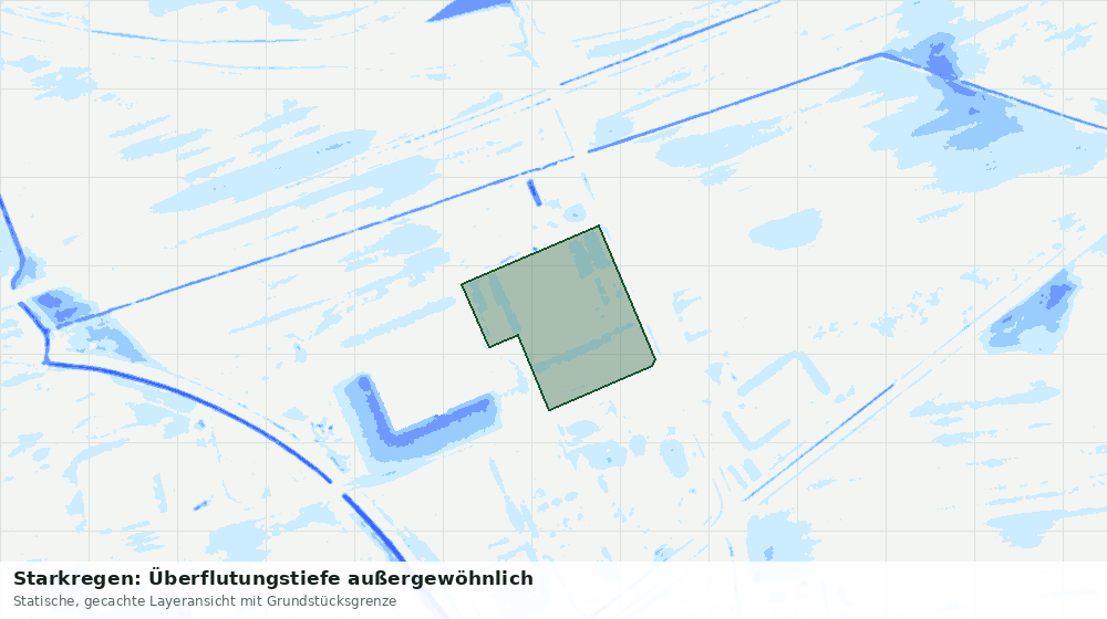 Statische Kartenansicht: Starkregen: Überflutungstiefe außergewöhnlich