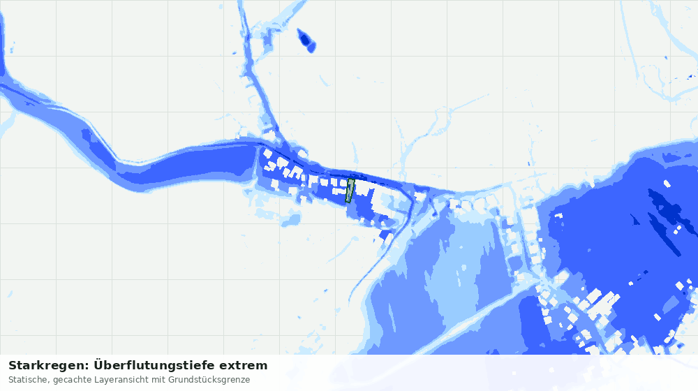 Statische Kartenansicht: Starkregen: Überflutungstiefe extrem