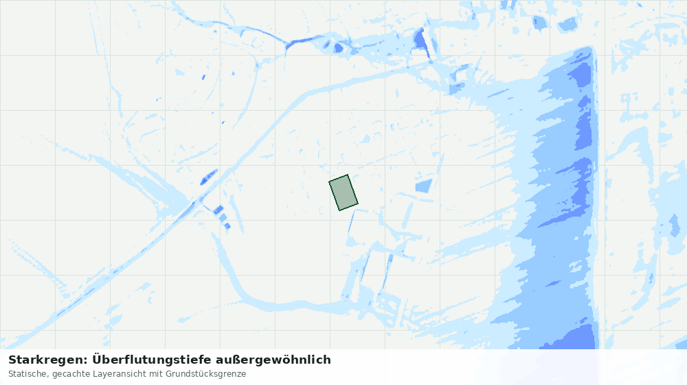 Statische Kartenansicht: Starkregen: Überflutungstiefe außergewöhnlich